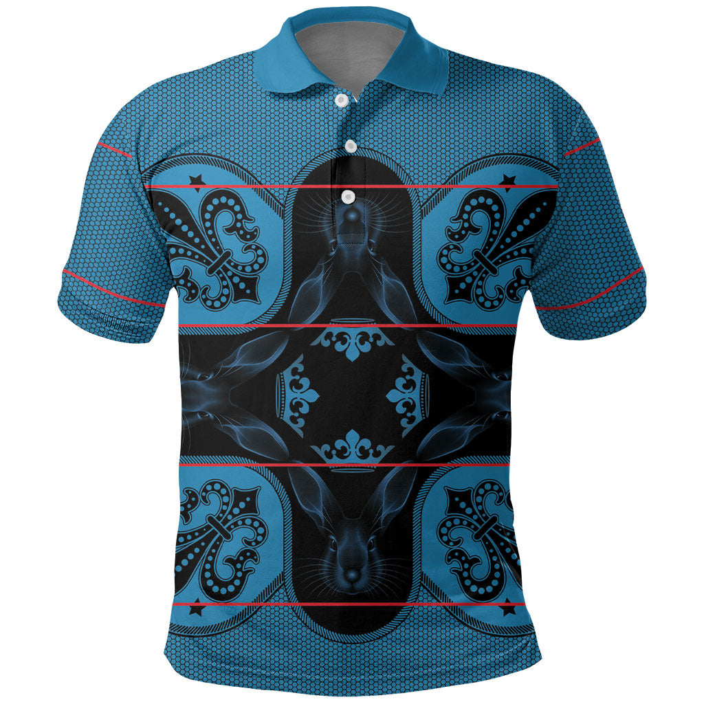 Bafokeng Rabbit Crown Palesa ea kharanium Polo Shirt Blue Seanamarena Basotho Blanket Inspired