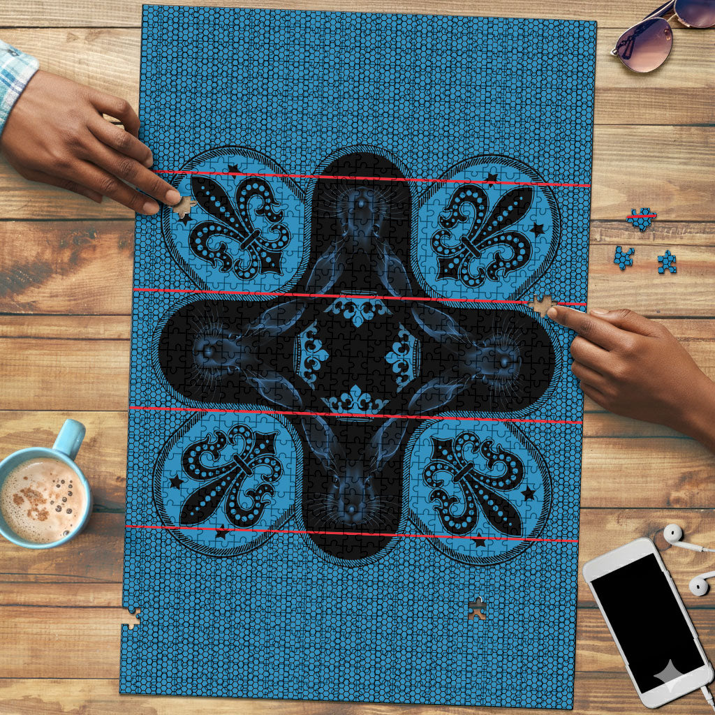 Bafokeng Rabbit Crown Palesa ea kharanium Puzzle Blue Seanamarena Basotho Blanket Inspired