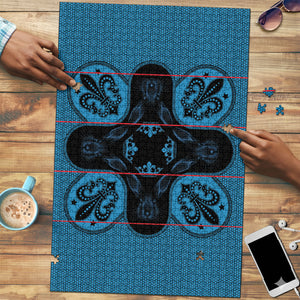 Bafokeng Rabbit Crown Palesa ea kharanium Puzzle Blue Seanamarena Basotho Blanket Inspired