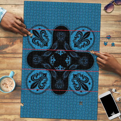 Bafokeng Rabbit Crown Palesa ea kharanium Puzzle Blue Seanamarena Basotho Blanket Inspired