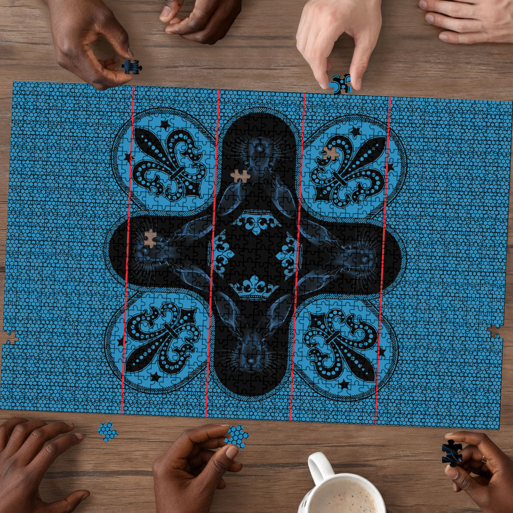 Bafokeng Rabbit Crown Palesa ea kharanium Puzzle Blue Seanamarena Basotho Blanket Inspired