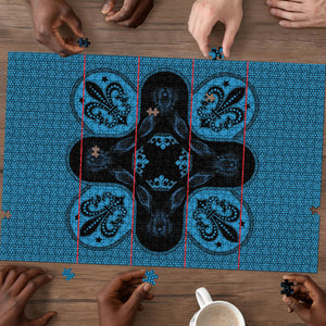 Bafokeng Rabbit Crown Palesa ea kharanium Puzzle Blue Seanamarena Basotho Blanket Inspired
