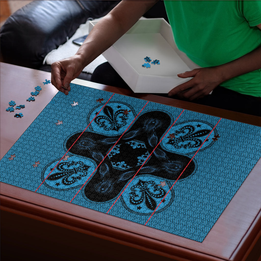 Bafokeng Rabbit Crown Palesa ea kharanium Puzzle Blue Seanamarena Basotho Blanket Inspired