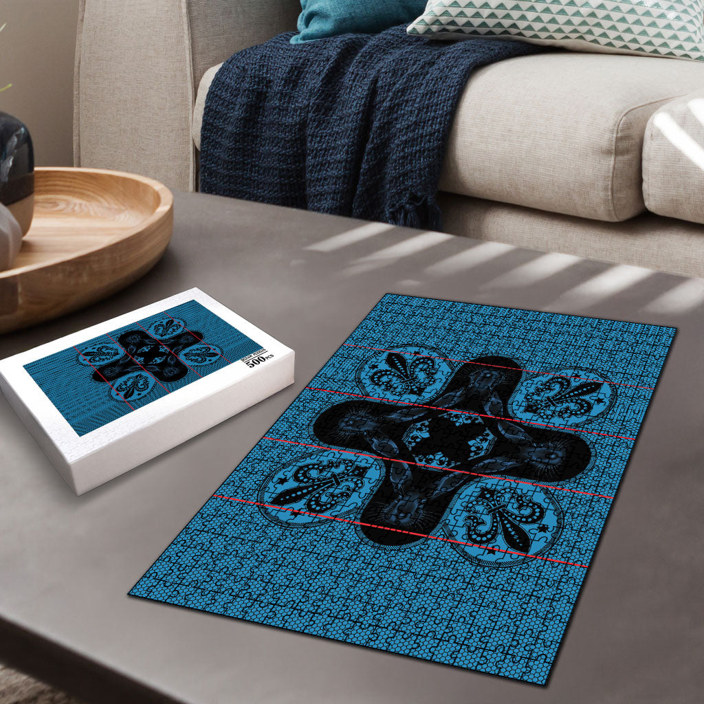 Bafokeng Rabbit Crown Palesa ea kharanium Puzzle Blue Seanamarena Basotho Blanket Inspired