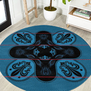 Bafokeng Rabbit Crown Palesa ea kharanium Round Carpet Blue Seanamarena Basotho Blanket Inspired