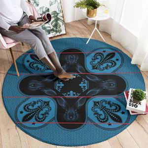 Bafokeng Rabbit Crown Palesa ea kharanium Round Carpet Blue Seanamarena Basotho Blanket Inspired