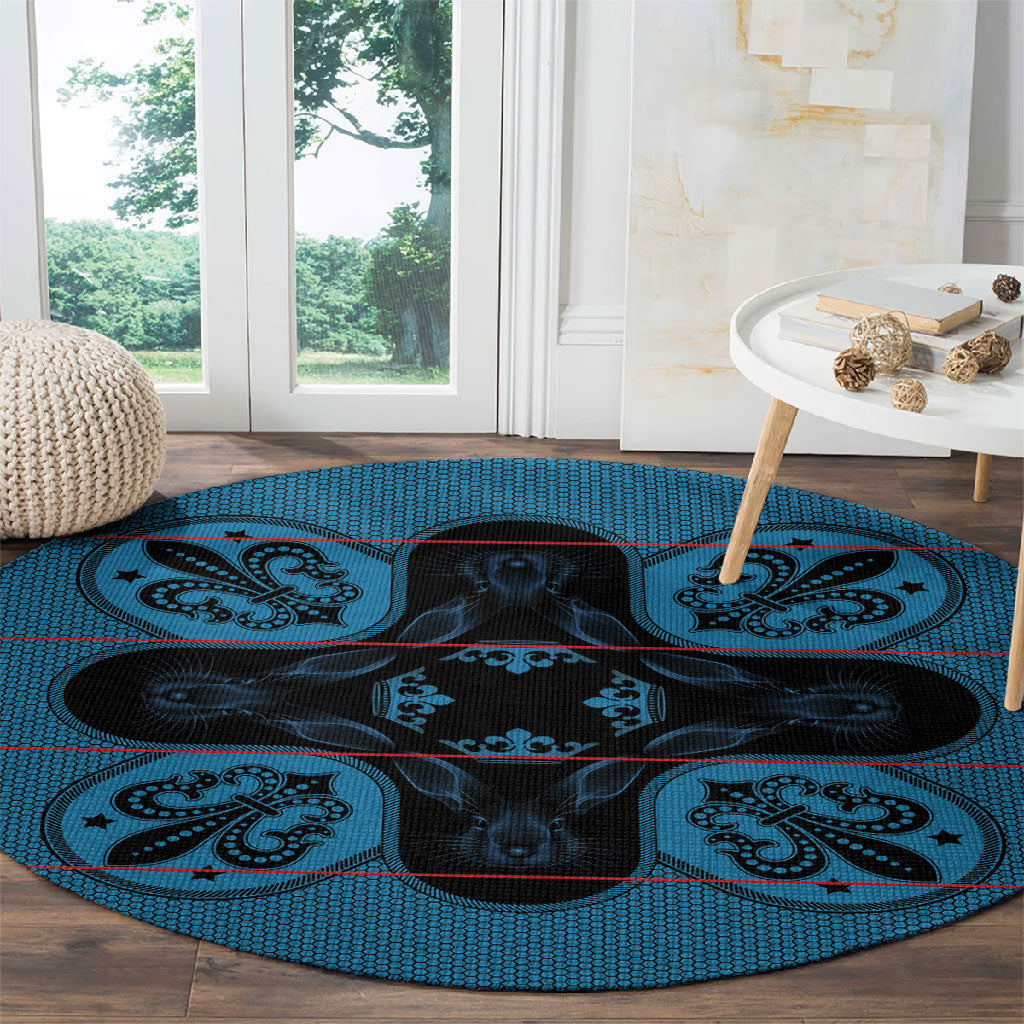 Bafokeng Rabbit Crown Palesa ea kharanium Round Carpet Blue Seanamarena Basotho Blanket Inspired