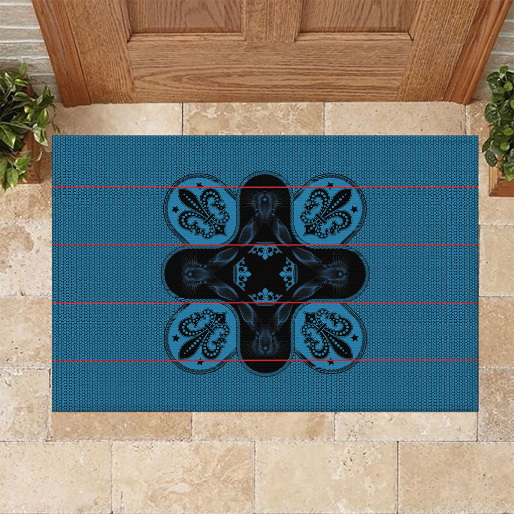 Bafokeng Rabbit Crown Palesa ea kharanium Rubber Doormat Blue Seanamarena Basotho Blanket Inspired