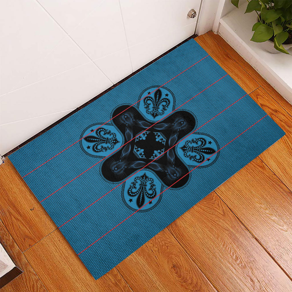 Bafokeng Rabbit Crown Palesa ea kharanium Rubber Doormat Blue Seanamarena Basotho Blanket Inspired