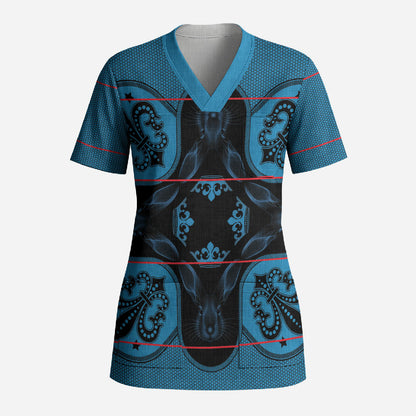 Bafokeng Rabbit Crown Palesa ea kharanium Scrub Top Blue Seanamarena Basotho Blanket Inspired