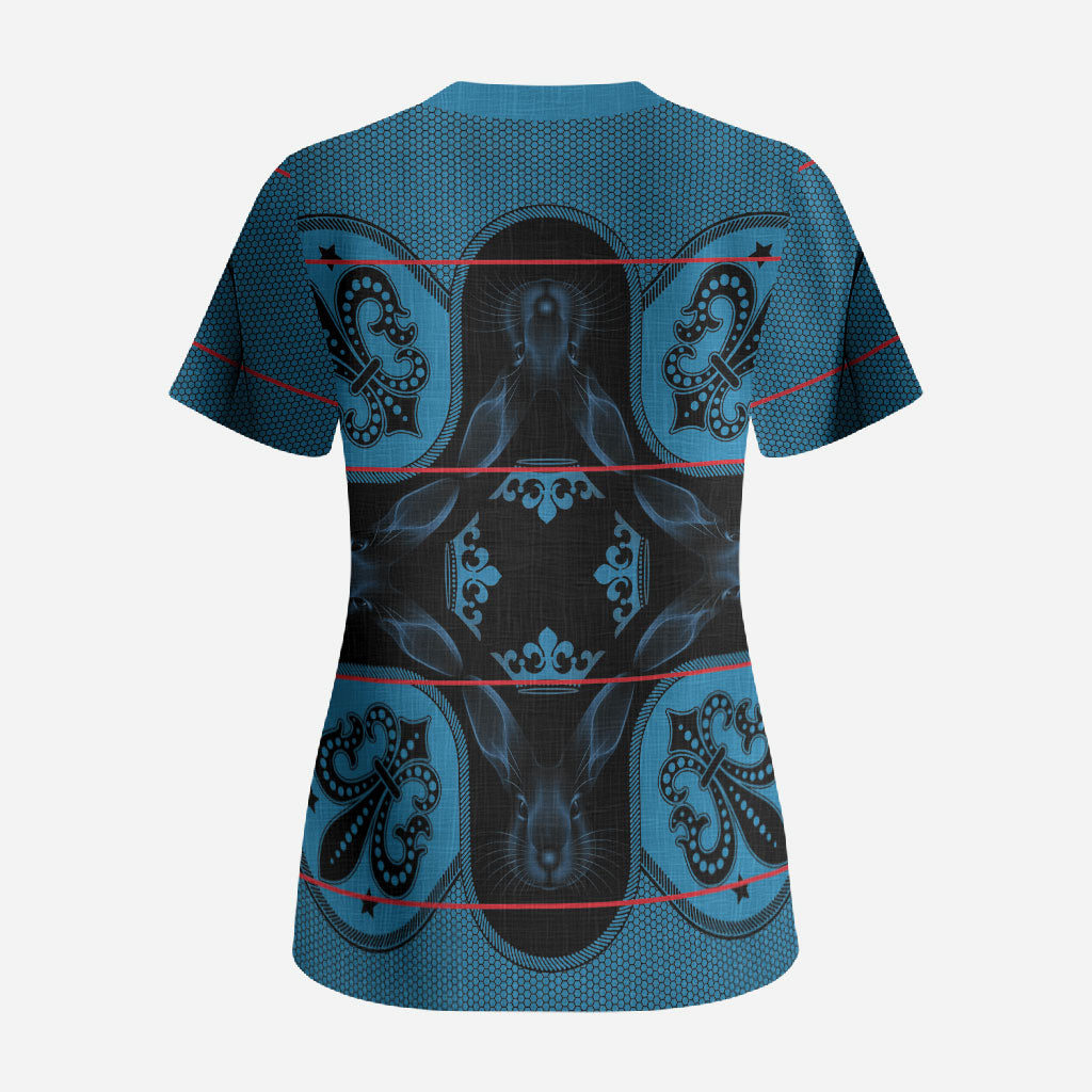 Bafokeng Rabbit Crown Palesa ea kharanium Scrub Top Blue Seanamarena Basotho Blanket Inspired