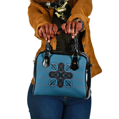 Bafokeng Rabbit Crown Palesa ea kharanium Shoulder Handbag Blue Seanamarena Basotho Blanket Inspired