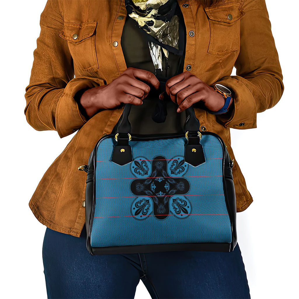 Bafokeng Rabbit Crown Palesa ea kharanium Shoulder Handbag Blue Seanamarena Basotho Blanket Inspired