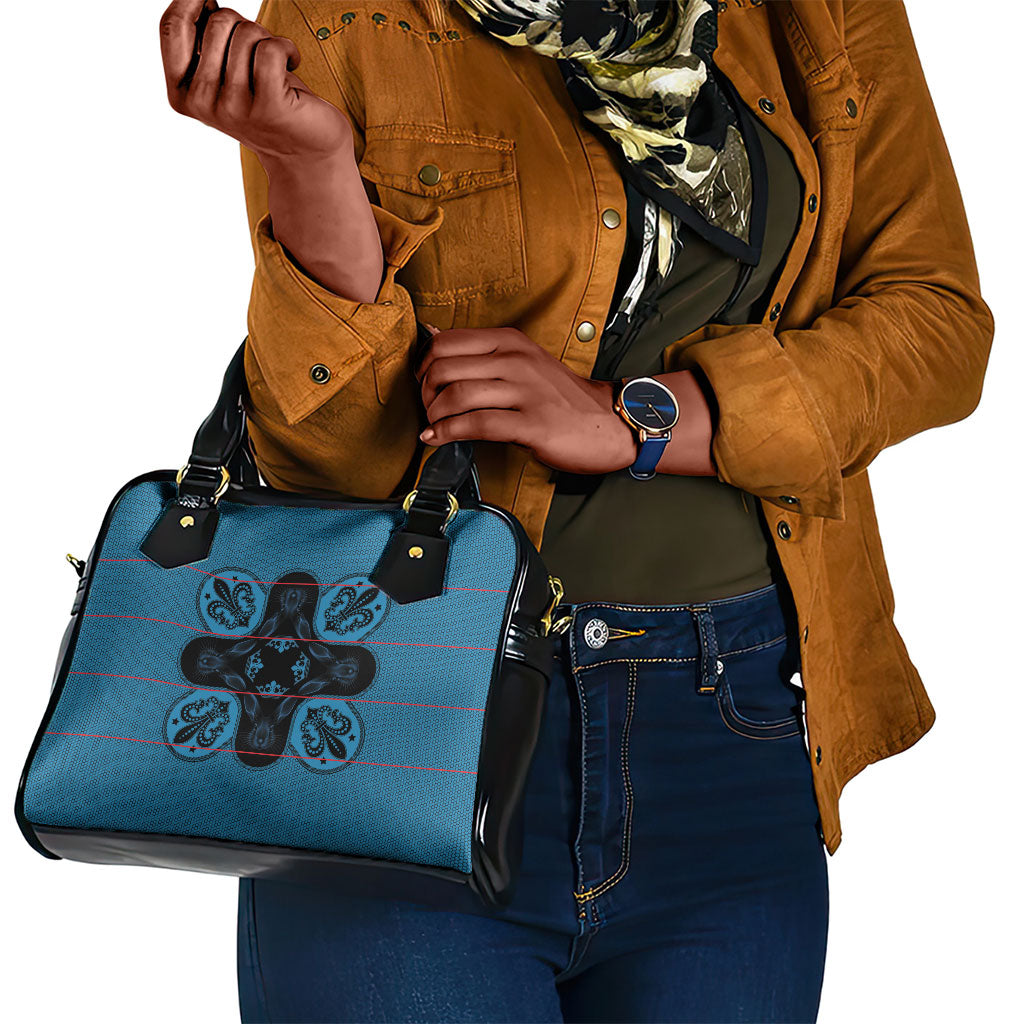 Bafokeng Rabbit Crown Palesa ea kharanium Shoulder Handbag Blue Seanamarena Basotho Blanket Inspired