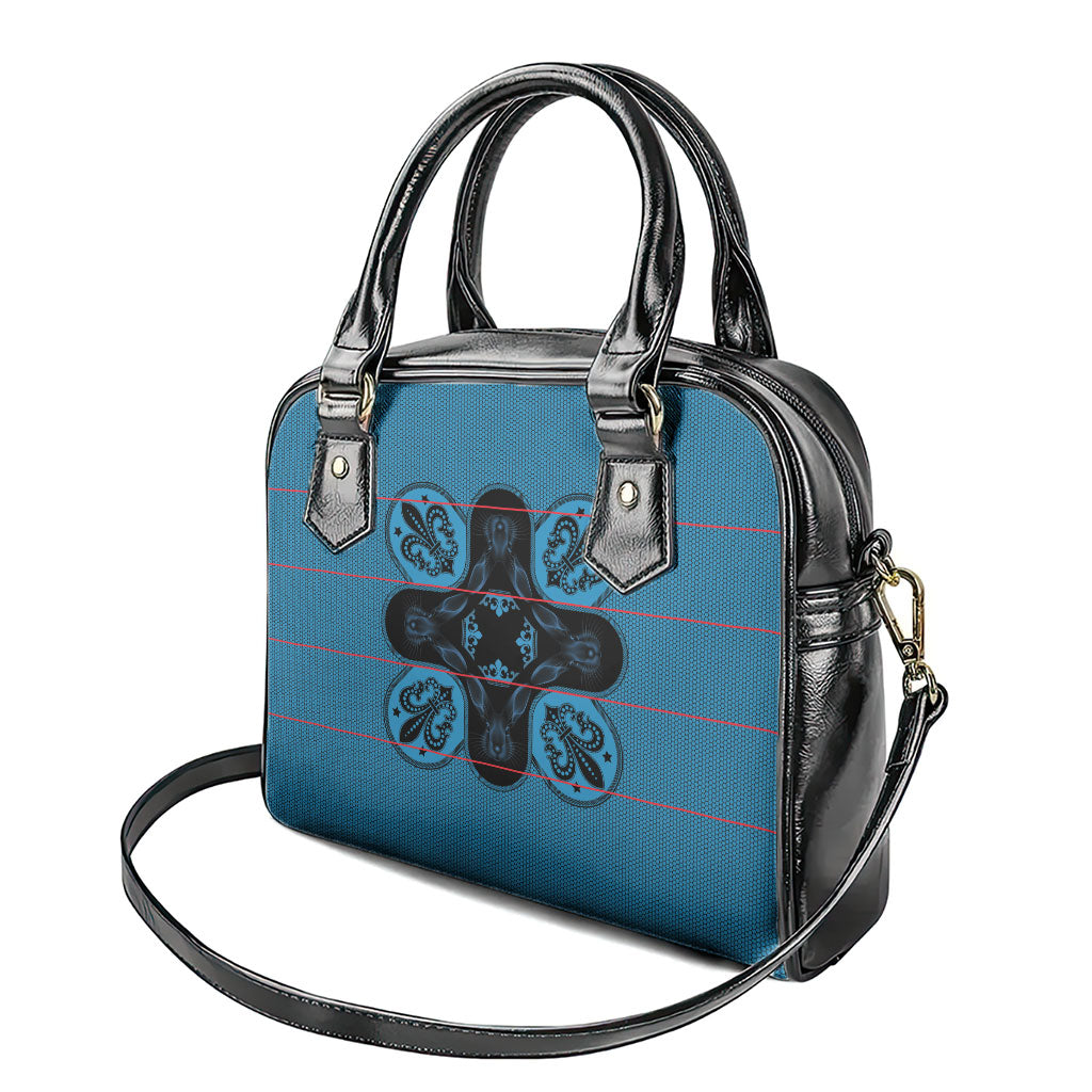 Bafokeng Rabbit Crown Palesa ea kharanium Shoulder Handbag Blue Seanamarena Basotho Blanket Inspired