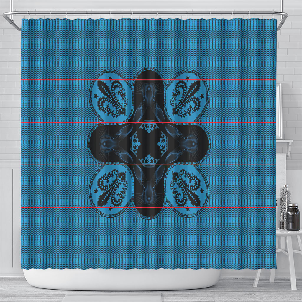 Bafokeng Rabbit Crown Palesa ea kharanium Shower Curtain Blue Seanamarena Basotho Blanket Inspired
