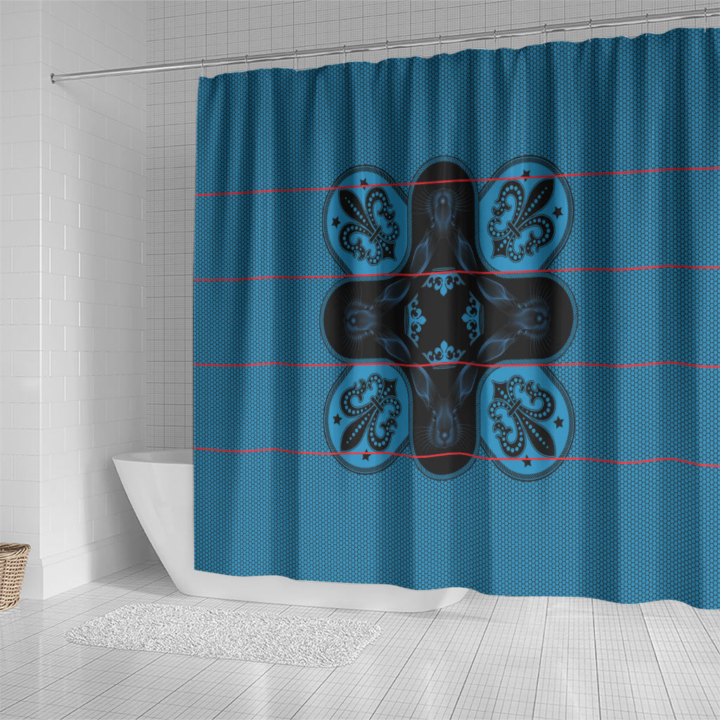 Bafokeng Rabbit Crown Palesa ea kharanium Shower Curtain Blue Seanamarena Basotho Blanket Inspired