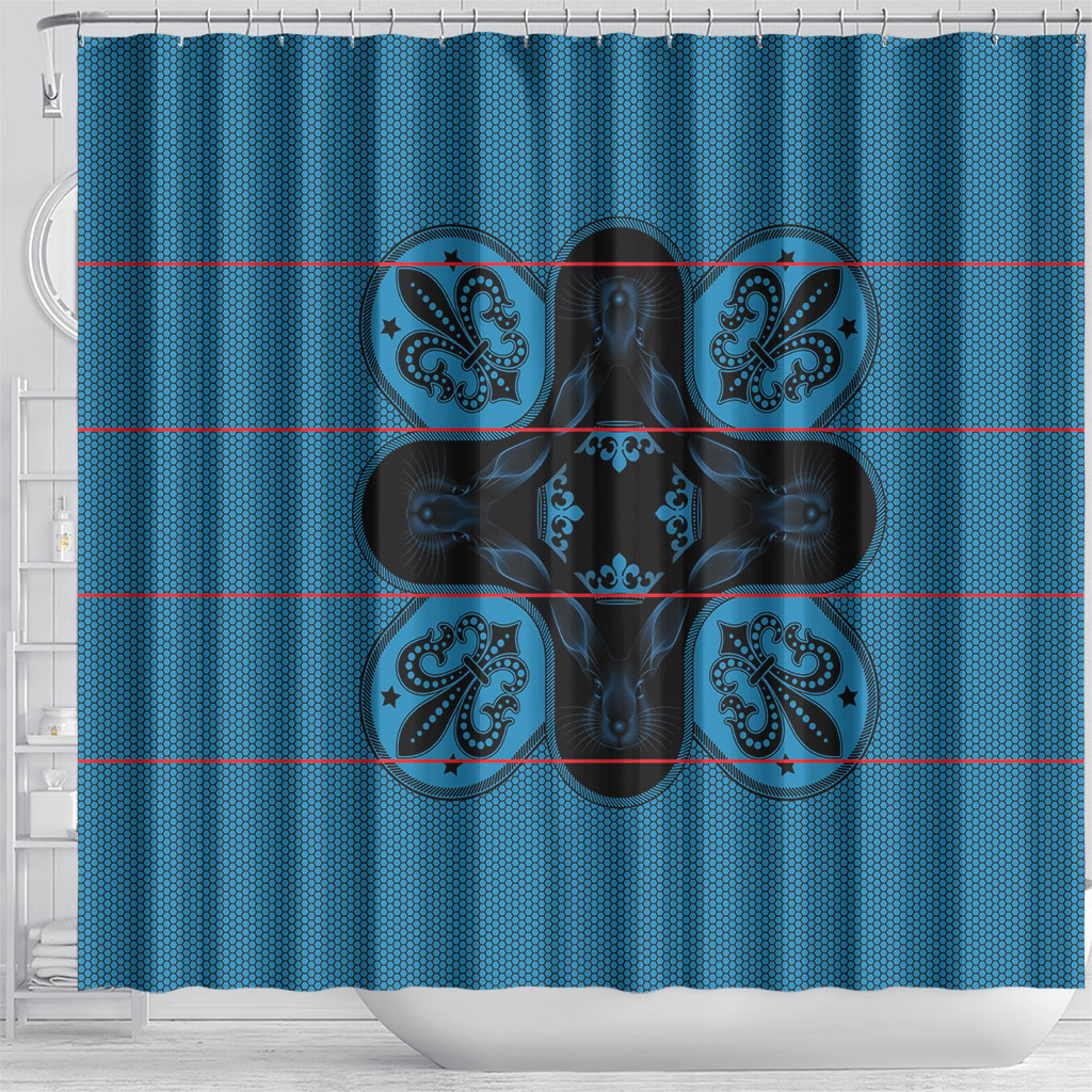 Bafokeng Rabbit Crown Palesa ea kharanium Shower Curtain Blue Seanamarena Basotho Blanket Inspired