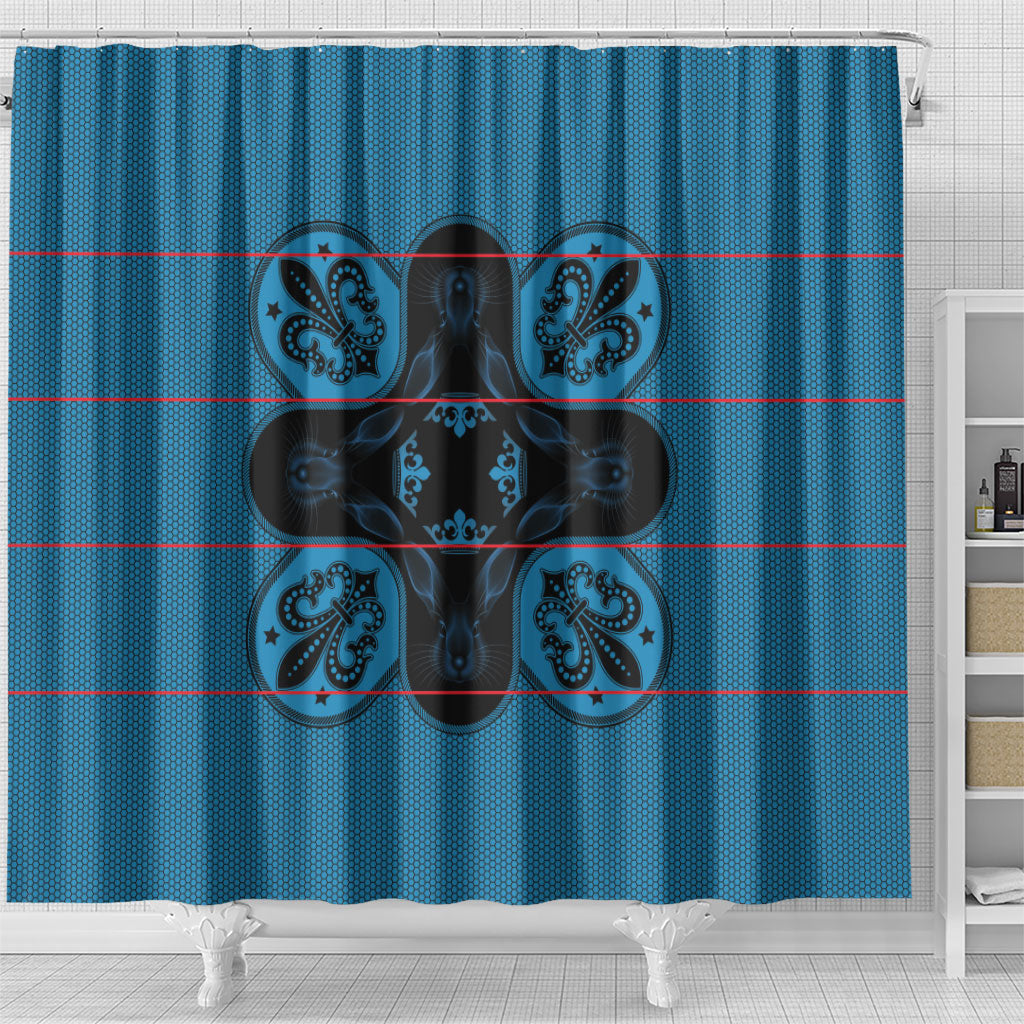 Bafokeng Rabbit Crown Palesa ea kharanium Shower Curtain Blue Seanamarena Basotho Blanket Inspired