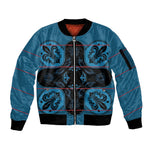 Bafokeng Rabbit Crown Palesa ea kharanium Sleeve Zip Bomber Jacket Blue Seanamarena Basotho Blanket Inspired