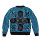 Bafokeng Rabbit Crown Palesa ea kharanium Sleeve Zip Bomber Jacket Blue Seanamarena Basotho Blanket Inspired