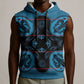 Bafokeng Rabbit Crown Palesa ea kharanium Sleeveless Hoodie Blue Seanamarena Basotho Blanket Inspired