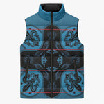 Bafokeng Rabbit Crown Palesa ea kharanium Sleeveless Puffer Jacket Blue Seanamarena Basotho Blanket Inspired