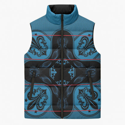 Bafokeng Rabbit Crown Palesa ea kharanium Sleeveless Puffer Jacket Blue Seanamarena Basotho Blanket Inspired