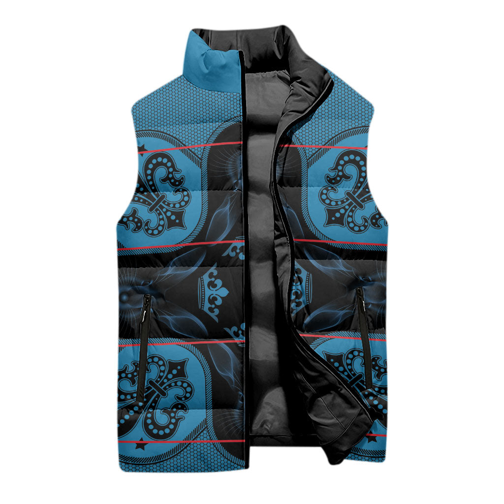 Bafokeng Rabbit Crown Palesa ea kharanium Sleeveless Puffer Jacket Blue Seanamarena Basotho Blanket Inspired
