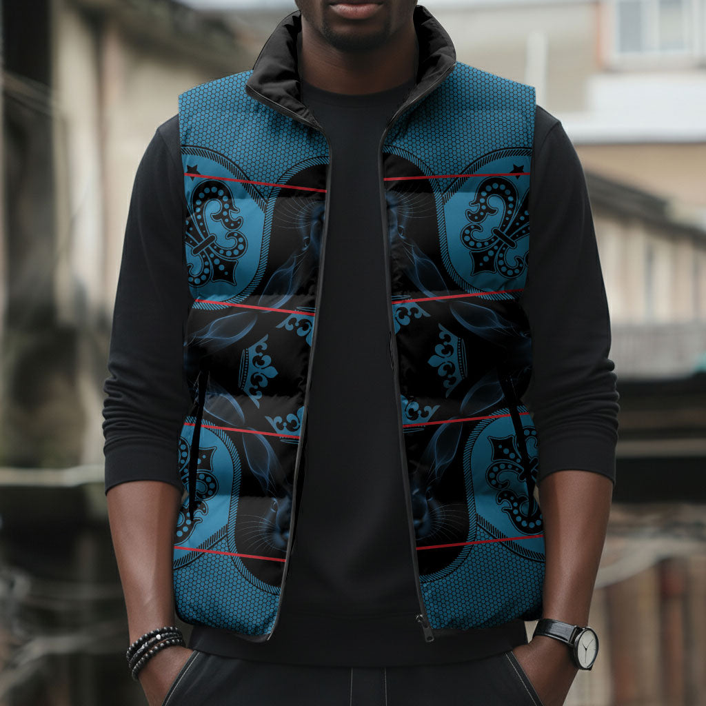 Bafokeng Rabbit Crown Palesa ea kharanium Sleeveless Puffer Jacket Blue Seanamarena Basotho Blanket Inspired