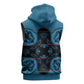 Bafokeng Rabbit Crown Palesa ea kharanium Sleeveless Zip Hoodie Blue Seanamarena Basotho Blanket Inspired