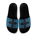 Bafokeng Rabbit Crown Palesa ea kharanium Slide Sandals Blue Seanamarena Basotho Blanket Inspired