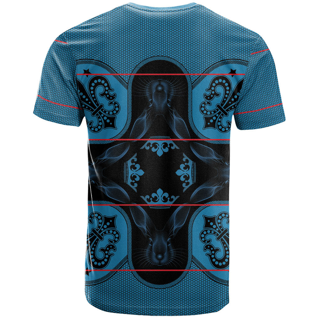 Bafokeng Rabbit Crown Palesa ea kharanium T shirt Blue Seanamarena Basotho Blanket Inspired