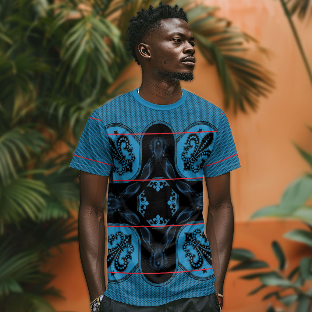 Bafokeng Rabbit Crown Palesa ea kharanium T shirt Blue Seanamarena Basotho Blanket Inspired