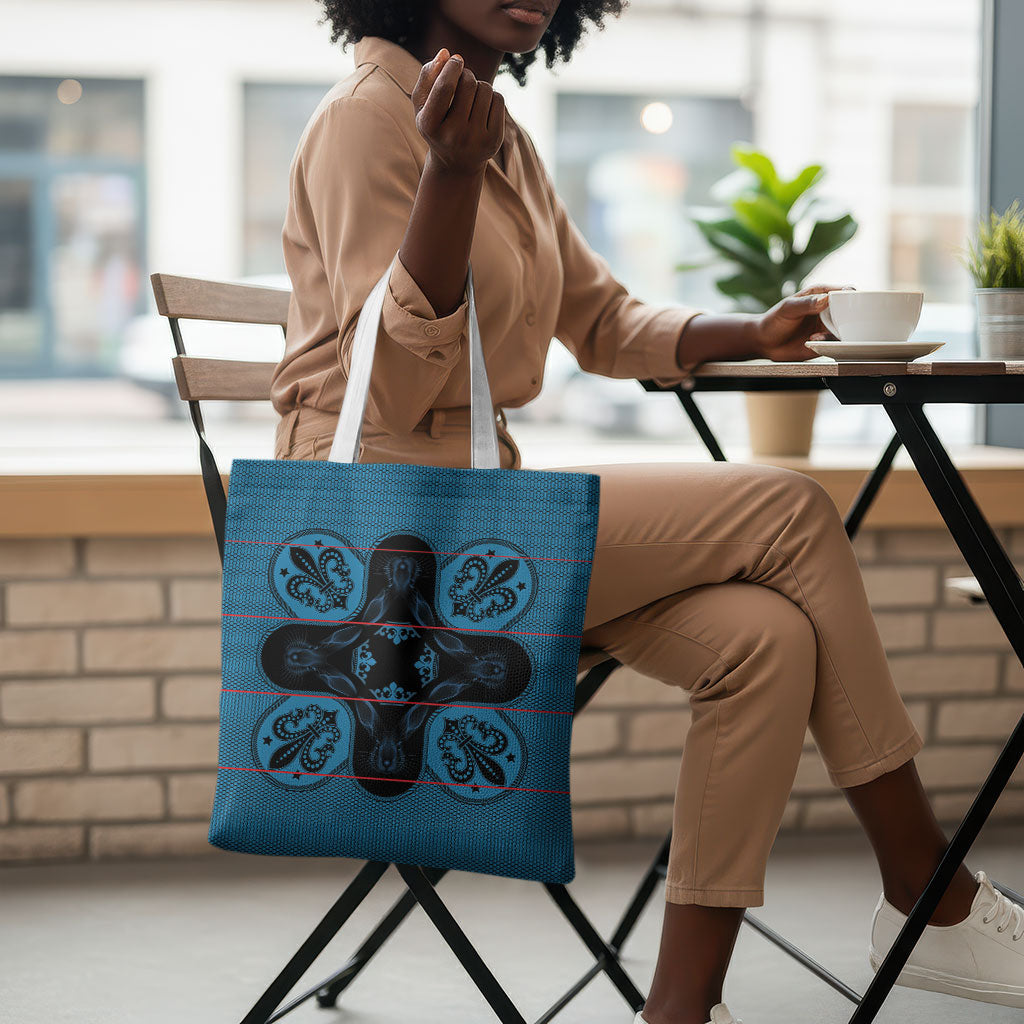 Bafokeng Rabbit Crown Palesa ea kharanium Tote Bag Blue Seanamarena Basotho Blanket Inspired