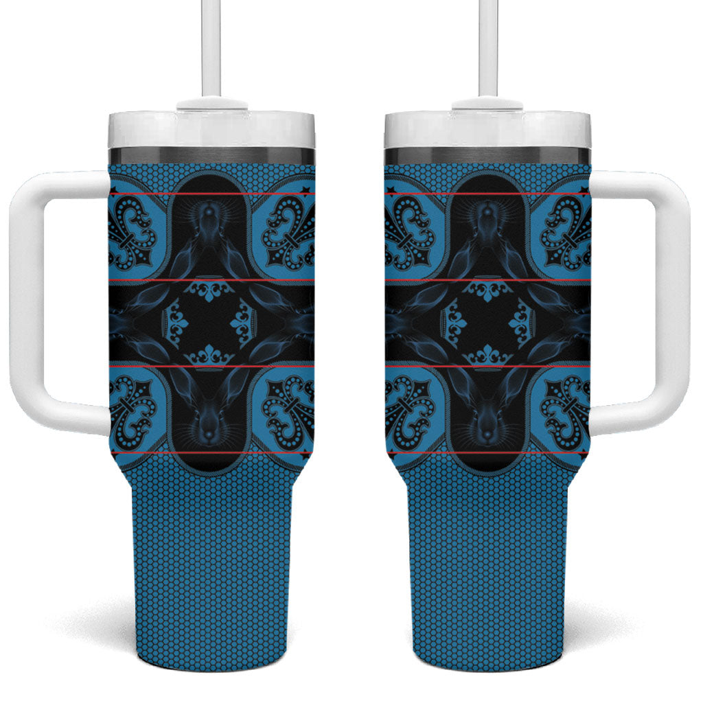 Bafokeng Rabbit Crown Palesa ea kharanium Tumbler With Handle Blue Seanamarena Basotho Blanket Inspired