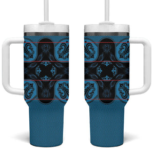Bafokeng Rabbit Crown Palesa ea kharanium Tumbler With Handle Blue Seanamarena Basotho Blanket Inspired
