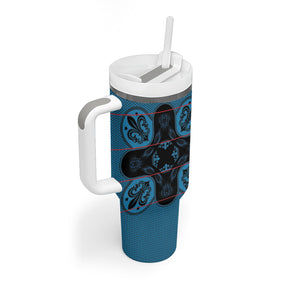 Bafokeng Rabbit Crown Palesa ea kharanium Tumbler With Handle Blue Seanamarena Basotho Blanket Inspired