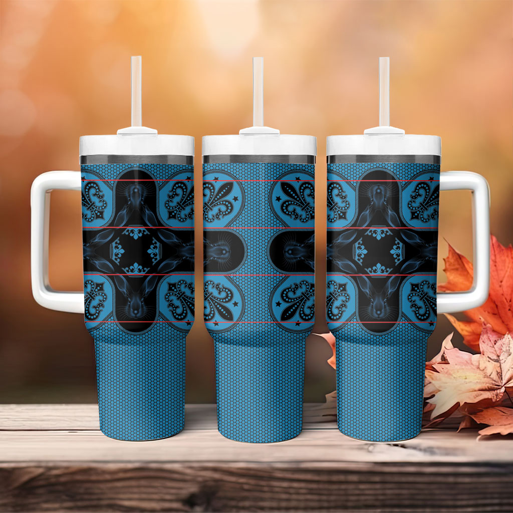 Bafokeng Rabbit Crown Palesa ea kharanium Tumbler With Handle Blue Seanamarena Basotho Blanket Inspired