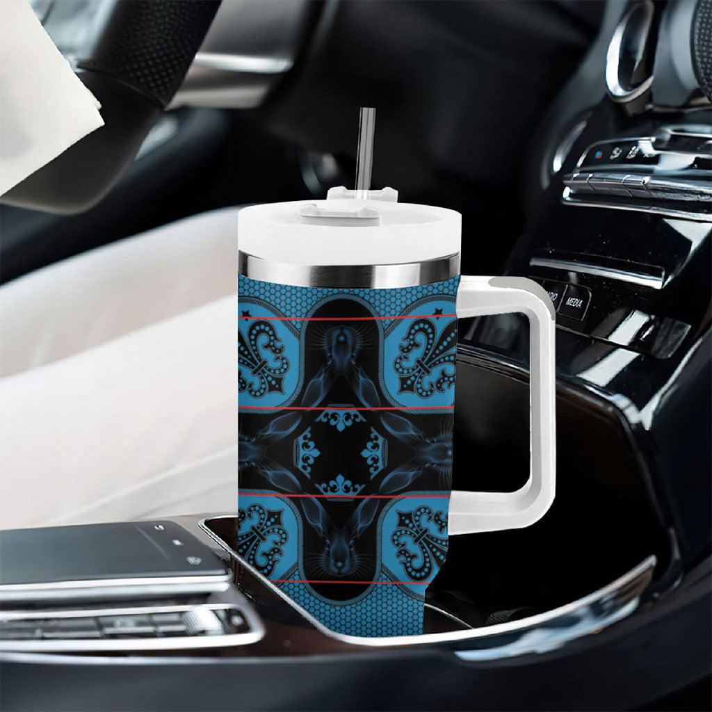 Bafokeng Rabbit Crown Palesa ea kharanium Tumbler With Handle Blue Seanamarena Basotho Blanket Inspired