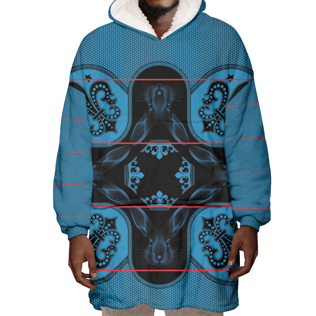 Bafokeng Rabbit Crown Palesa ea kharanium Wearable Blanket Hoodie Blue Seanamarena Basotho Blanket Inspired