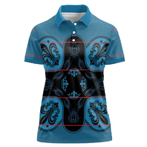 Bafokeng Rabbit Crown Palesa ea kharanium Women Polo Shirt Blue Seanamarena Basotho Blanket Inspired