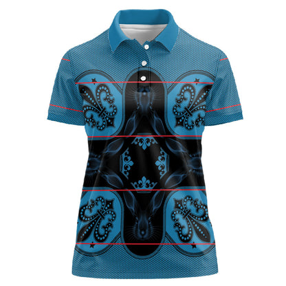 Bafokeng Rabbit Crown Palesa ea kharanium Women Polo Shirt Blue Seanamarena Basotho Blanket Inspired