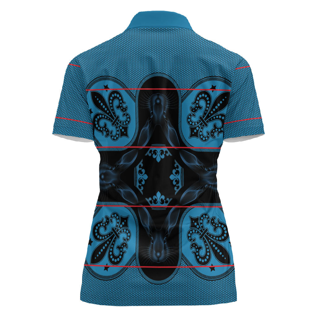 Bafokeng Rabbit Crown Palesa ea kharanium Women Polo Shirt Blue Seanamarena Basotho Blanket Inspired