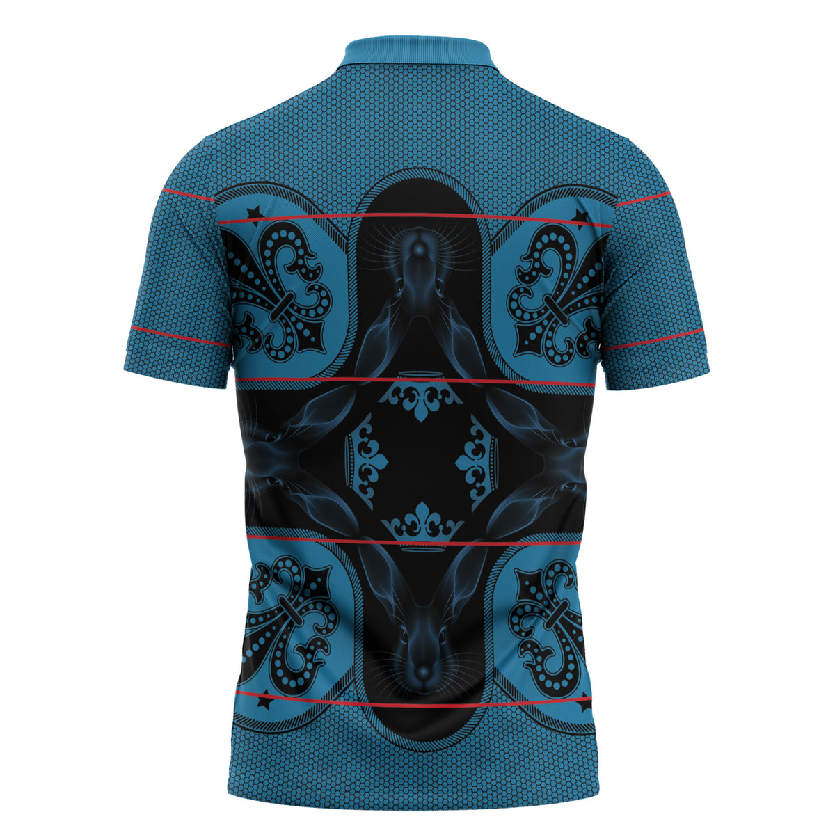Bafokeng Rabbit Crown Palesa ea kharanium Zipper Polo Shirt Blue Seanamarena Basotho Blanket Inspired