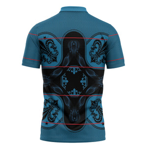 Bafokeng Rabbit Crown Palesa ea kharanium Zipper Polo Shirt Blue Seanamarena Basotho Blanket Inspired
