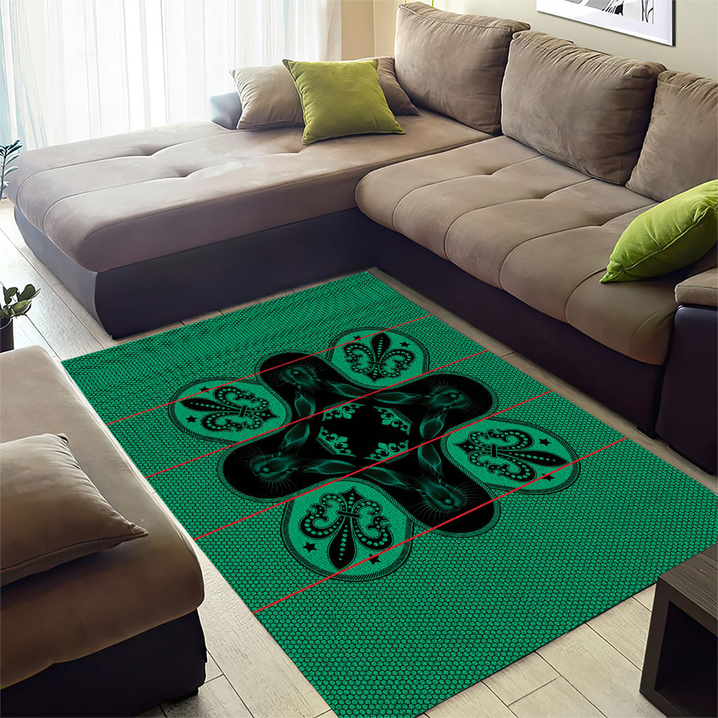 Bafokeng Rabbit Crown Palesa ea kharanium Area Rug Green Seanamarena Basotho Blanket Inspired