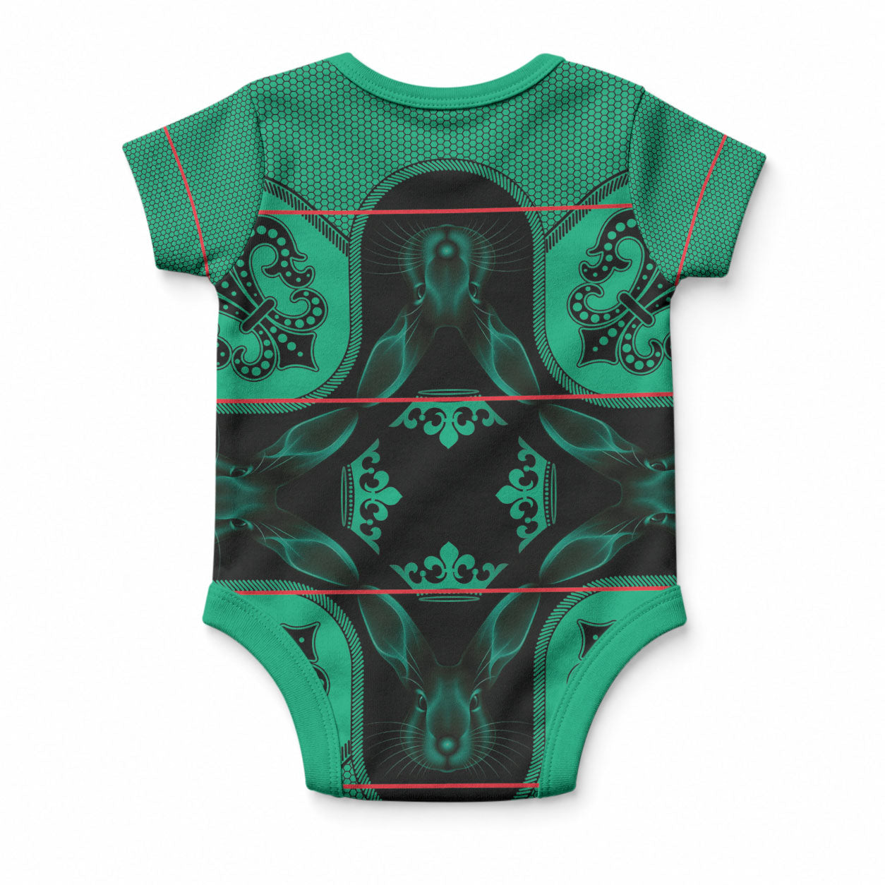 Bafokeng Rabbit Crown Palesa ea kharanium Baby Onesie Green Seanamarena Basotho Blanket Inspired