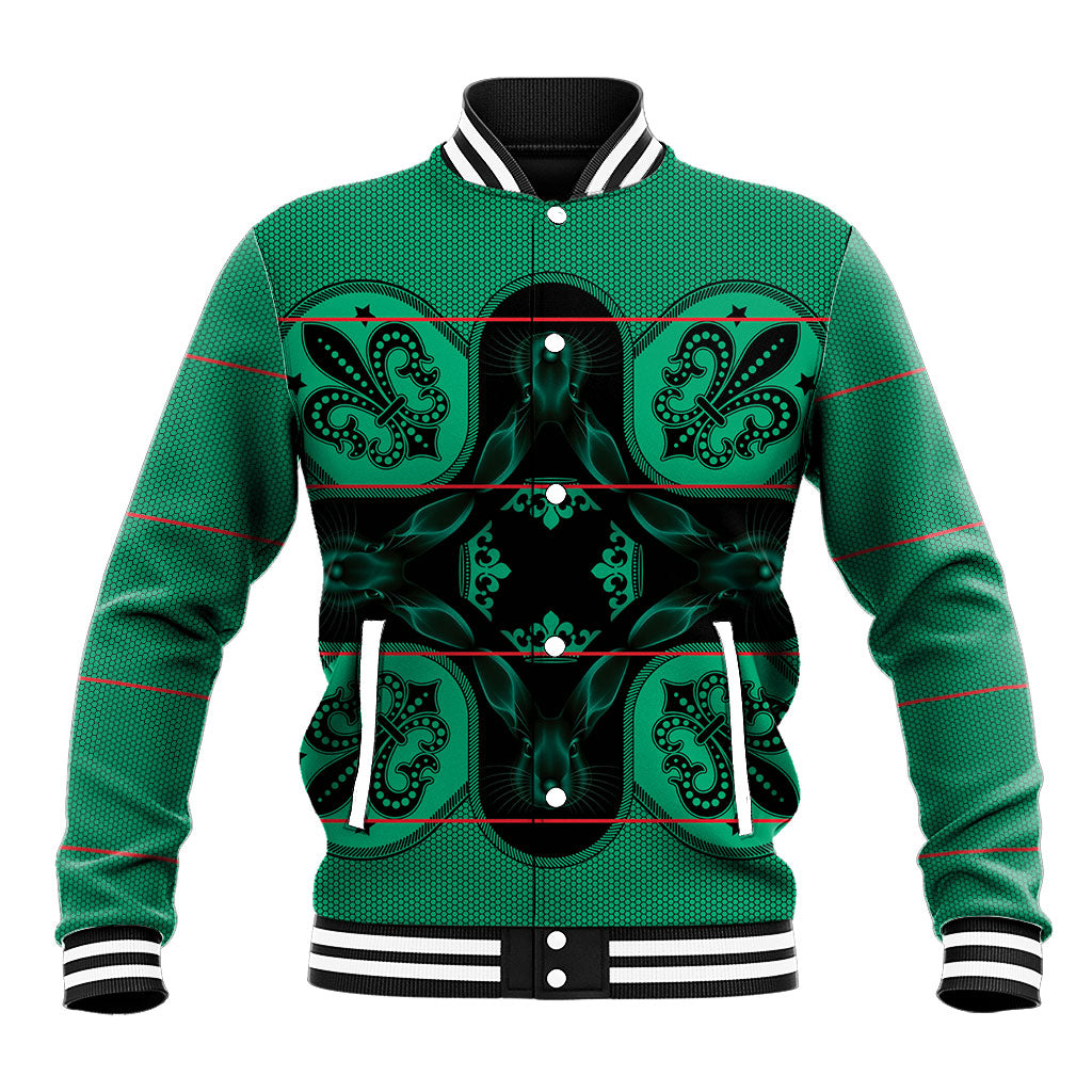 Bafokeng Rabbit Crown Palesa ea kharanium Baseball Jacket Green Seanamarena Basotho Blanket Inspired