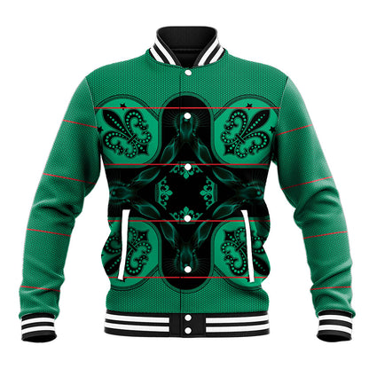 Bafokeng Rabbit Crown Palesa ea kharanium Baseball Jacket Green Seanamarena Basotho Blanket Inspired